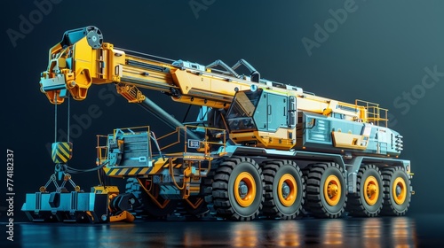 Mobile crane, Construction equipment conception, futuristic background