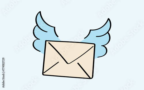 mail. the icon. doodle icon. Doodle. drawing. letter. send a message. receive a letter. an email. vector. He is respectable. the point of issue of the letter. mail delivery. a sealed envelope.