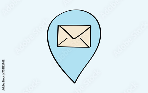 mail. the icon. doodle icon. Doodle. drawing. letter. send a message. receive a letter. an email. vector. He is respectable. the point of issue of the letter. mail delivery. a sealed envelope.