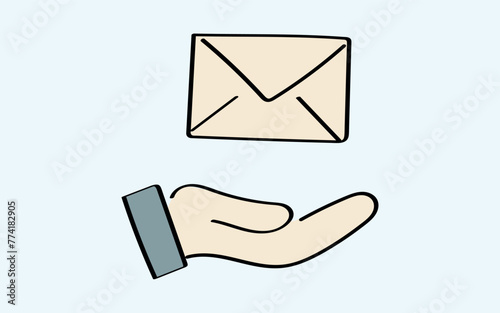 mail. the icon. doodle icon. Doodle. drawing. letter. send a message. receive a letter. an email. vector. He is respectable. the point of issue of the letter. mail delivery. a sealed envelope.