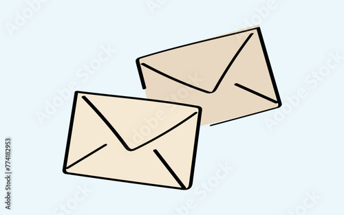 mail. the icon. doodle icon. Doodle. drawing. letter. send a message. receive a letter. an email. vector. He is respectable. the point of issue of the letter. mail delivery. a sealed envelope.