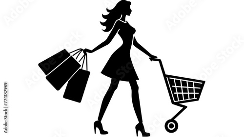 shopping silhouette shopping girl silhouette vec