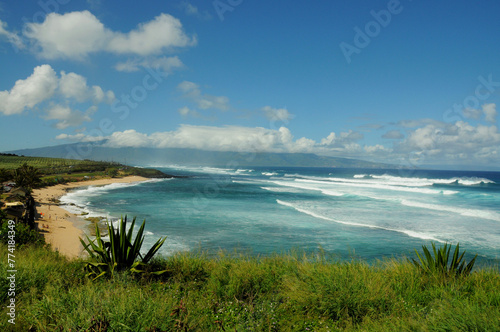 Ho'okipa Beach Park, Maui, Hawaii, bay beach view, turquoise water, sunny, surfing waters, beach life