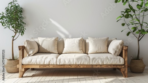 Rustic Sofa and Farmhouse Decor on Transparent Background © wontaek woo