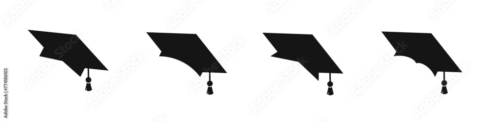 Graduation cap vector icons. Academic caps. Graduation hat icon set. Student hat set - obrazy, fototapety, plakaty 