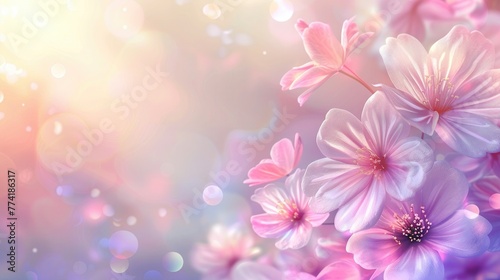 Beautiful abstract floral background with pink flowers. Border design © Naeem