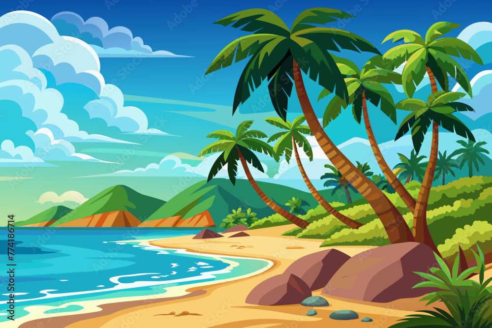 Tropical beach with palm