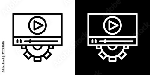 Video settings icon. Black icon. Business icon. Line icon. Icon set. © Vector_Art