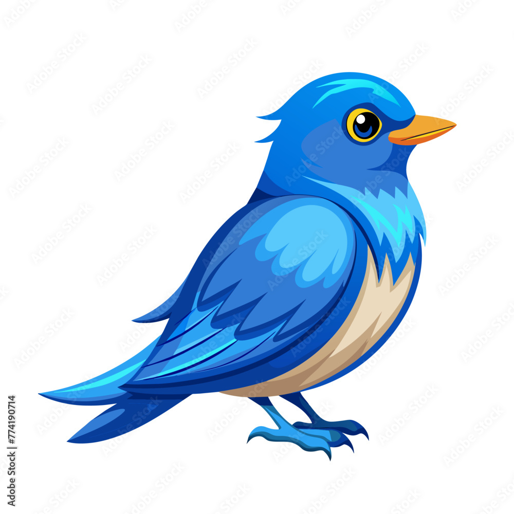 cute blue bird art drawn on white background