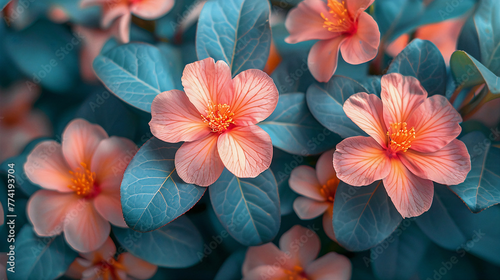 Botanical background flowers and leaves. Generative AI Botanical background flowers and leaves. Generative AI
