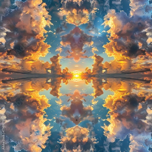 A kaleidoscope of clouds at sunset photo