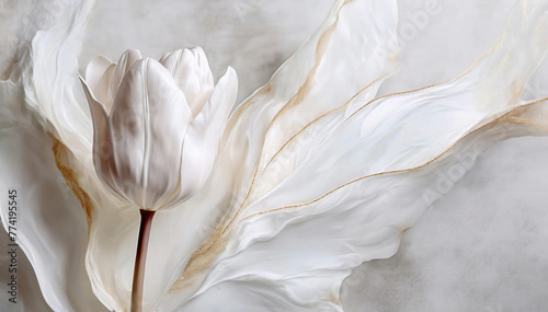 Białe tło akrylowe. Abstrakcyjny kwiat. Wzór, motyw kwiatowy