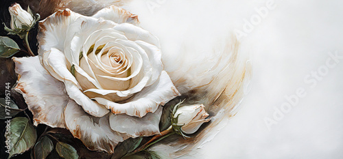 Biała róża. Pastelowe , akrylowe tło kwiatowe