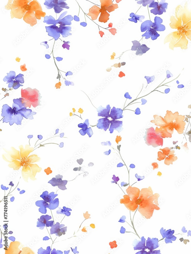 Elegant watercolor floral art design - Soft watercolor painting with delicate florals and foliage resembling an ethereal garden setting