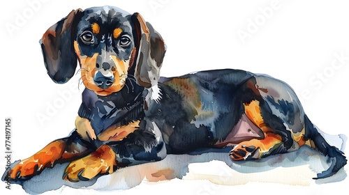 Whimsical Watercolor of a Charming Dachshund Pup
