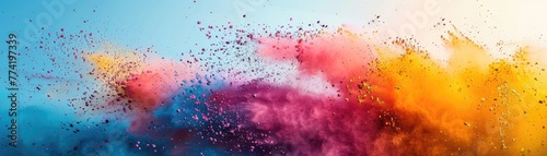 Colorful Burst: Witnessing a Vibrant Powder Explosion Against the Blue Sky in Holi © DigitalArt