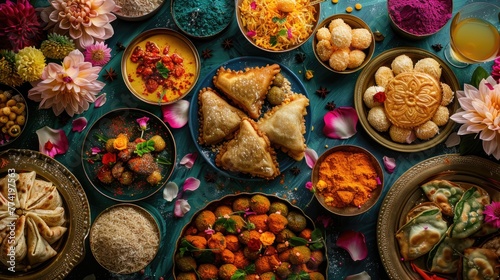 Joyous Banquet: Festive Table Set-Up for a Vibrant Holi Celebration Feast