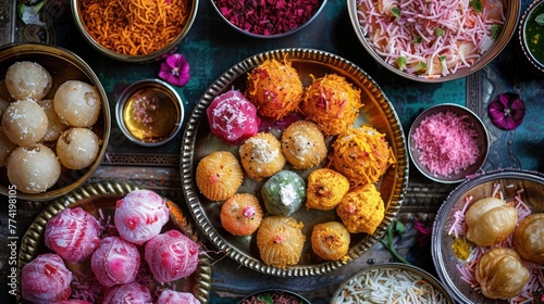 Assortment of Indian Mithai in Ornamental Bowls