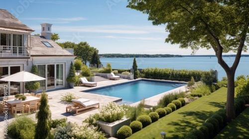 Mediterranean inspired villa with a sprawling garden and a private beach access in the exclusive Hamptons, New York © Damian Sobczyk