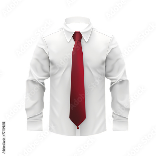 White shirt with red tie icon, vector illustration on white background.