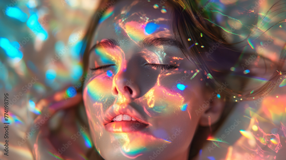 Holographic Beauty Portrait. Generative AI
