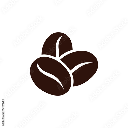 Vector coffee beans icon, logo for coffee shop on white isolated background