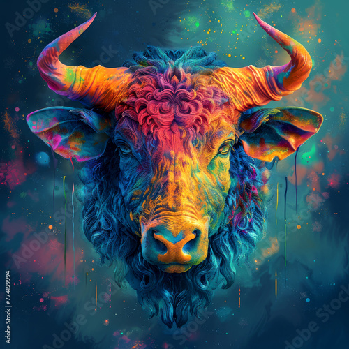 Taurus illuminated  digital airbrushed zodiac sign