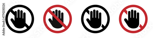 Don't touch vector icons set, no entry vector signs set photo