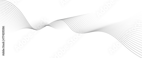 Abstract wave element for design. Digital frequency track equalizer. Stylized line art background. Vector illustration. Wave with lines created using blend tool. Curved wavy line, smooth stripe. 