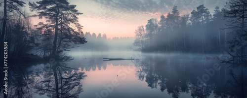 Dusk whispers over a still lake