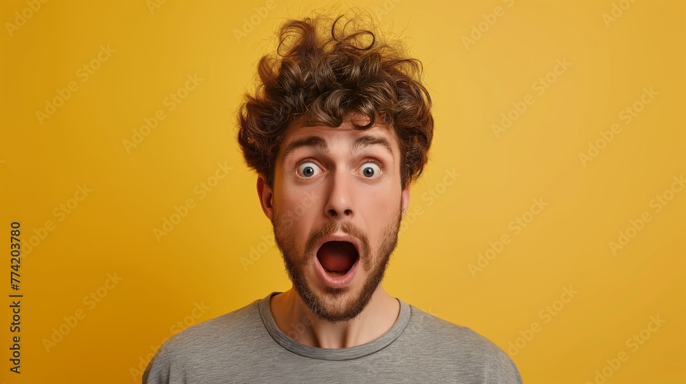Amazed Man Against Vivid Yellow Amazed Man Against Vivid Yellow