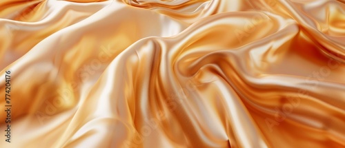 Smooth, shiny golden satin in 3D, with delicate, realistic folds that create a sense of luxury and elegance.