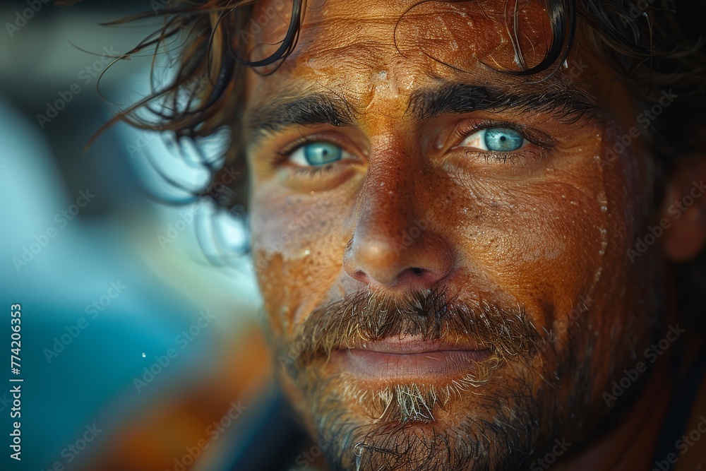 An artistic representation with a blurred face and vibrant blue and orange hues in the backdrop An artistic representation with a blurred face and vibrant blue and orange hues in the backdrop