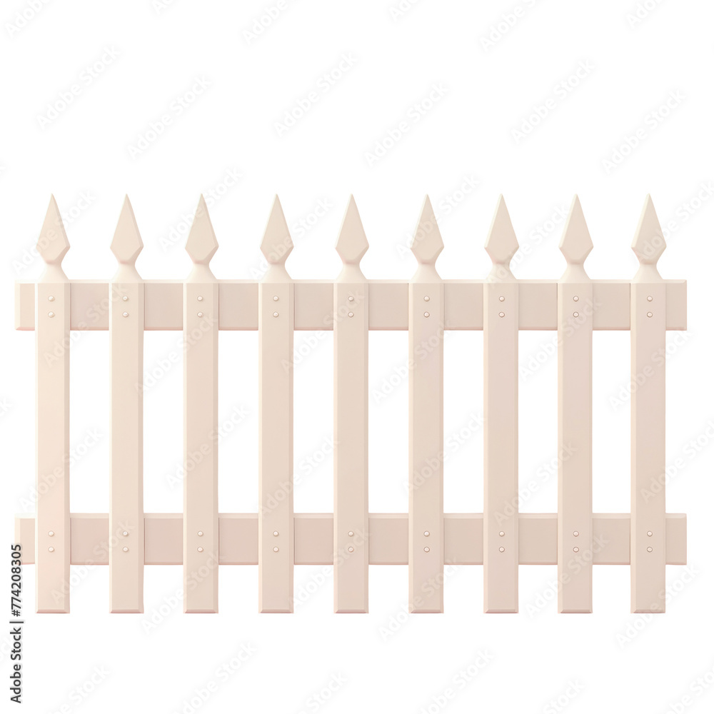 A white picket close up against a transparent backdrop A white picket close up against a transparent backdrop