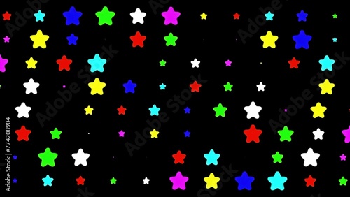 Beautiful illustration of colorful stars on plain black background