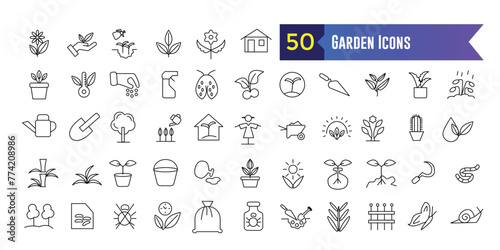Garden icons set. Set of Garden vector icons for web design. Outline icon collection. Editable stroke.