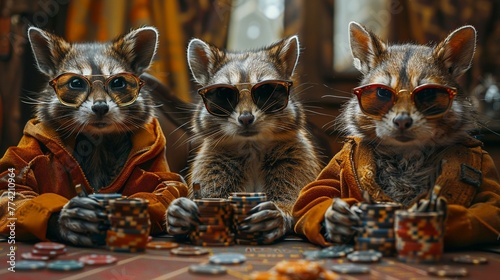 Surreal animal mafia lords in a fantasy casino paradise