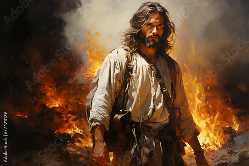 Generative AI portrait of Jesus Christ lord messiah on heaven photo