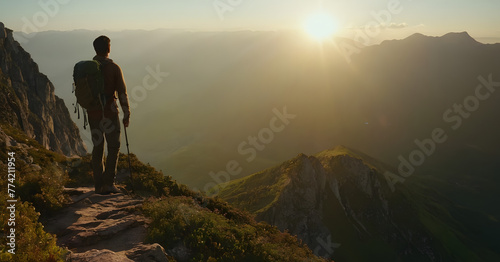 Person hiking in the mountains