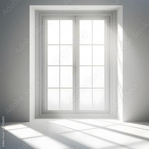 Realistic and minimalist blurred natural light windows, shadow overlay on wall paper texture, abstract background. Minimal abstract light white background for product presentation generated by ai