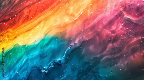Abstract background of colorful oil paint on water surface close-up