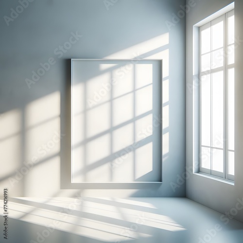 Realistic and minimalist blurred natural light windows  shadow overlay on wall paper texture  abstract background. Minimal abstract light white background for product presentation generated by ai