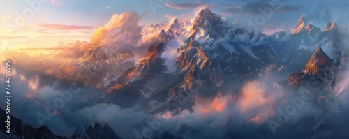 Sun-kissed peaks emerge from a sea of morning clouds