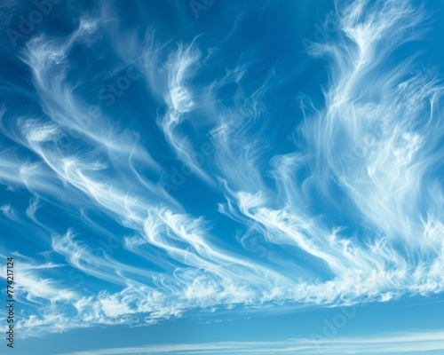 Vivid display of cirrus clouds at high altitude photo