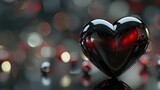 3D of Valentine background with black, red heart and copy-space.