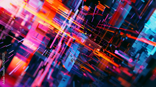 abstract background , Abstract background with colorful distorted motion glitch ,abstract colorful background with motion blur and bokeh effect photo