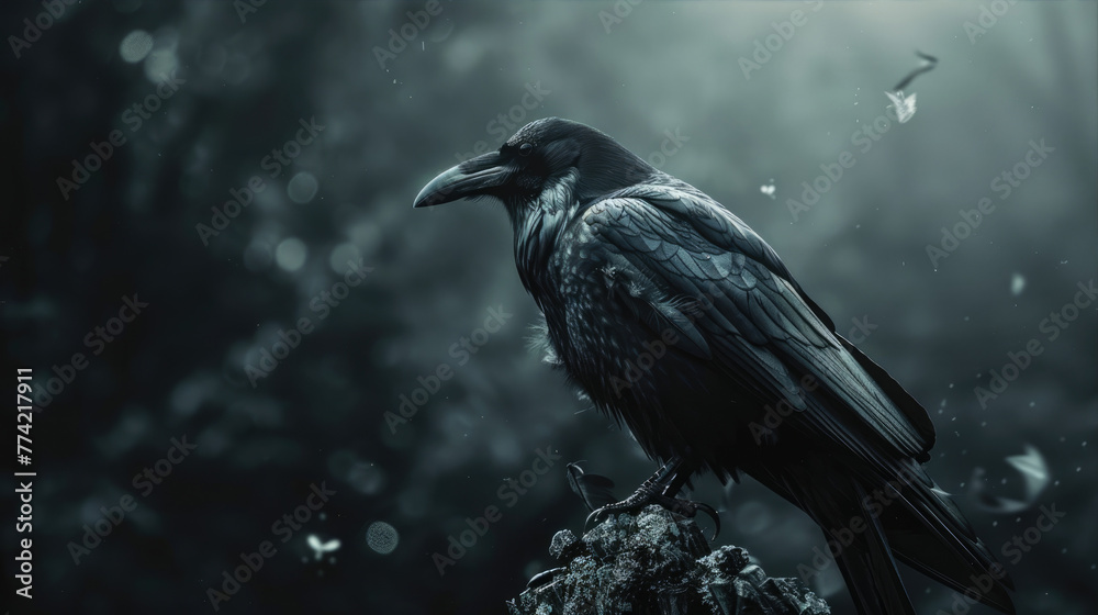 Fototapeta premium Crow and magic black atmosphere