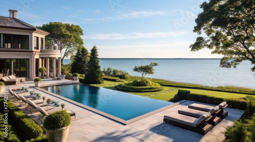 Mediterranean inspired villa with a sprawling garden and a private beach access in the exclusive Hamptons, New York © Damian Sobczyk