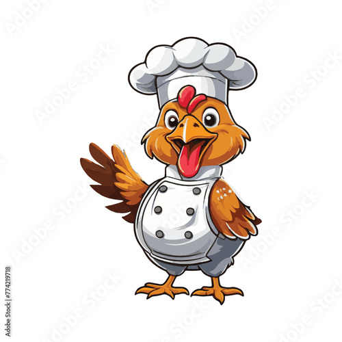 clipart funny chicken chef mascot, vector isolation
