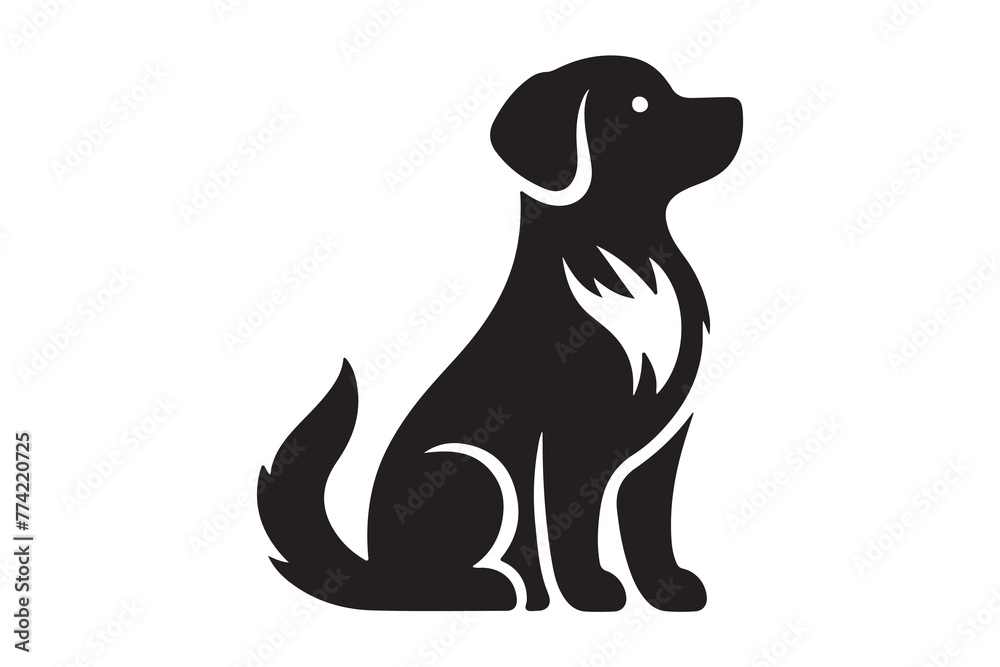 isolated black silhouette of a dog collection, Set of dog silhouette vector. Dogs and puppies in different breed, corgi, golden retriever, poses, sitting, standing, jump